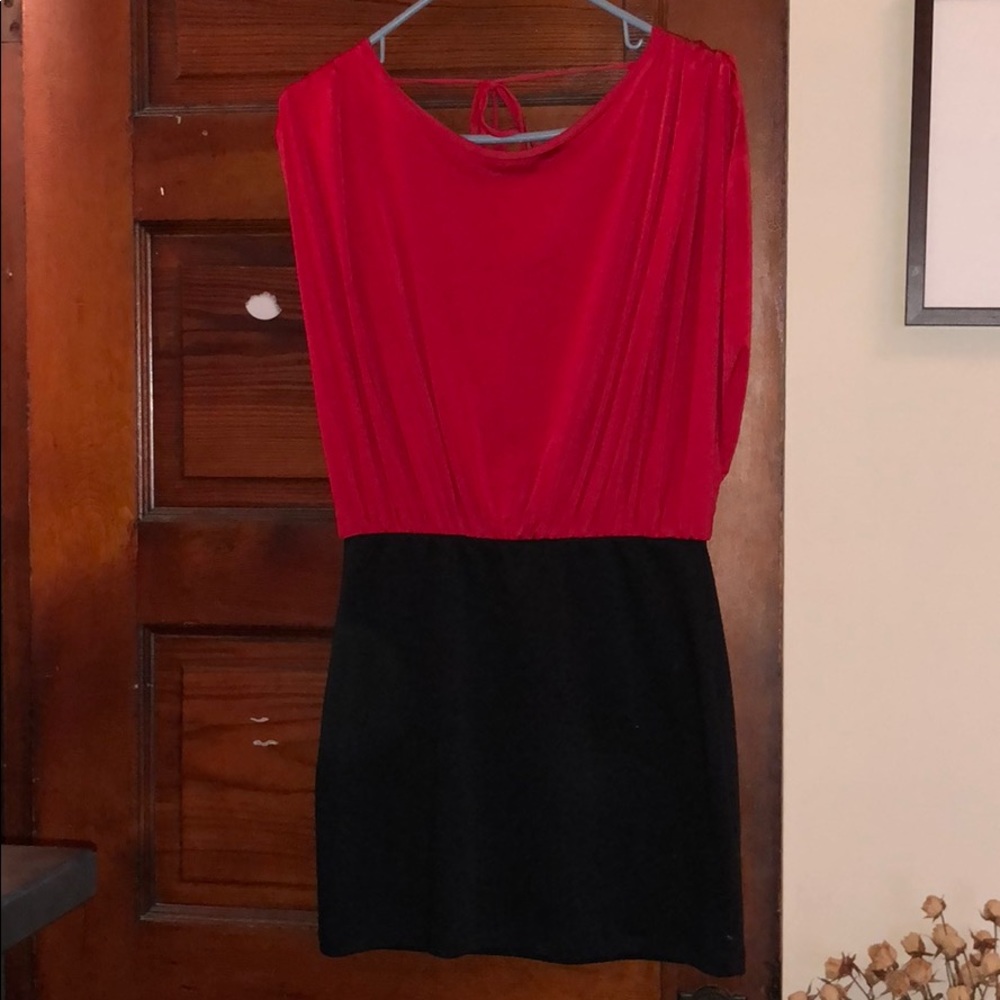 Red and black cocktail mini dress